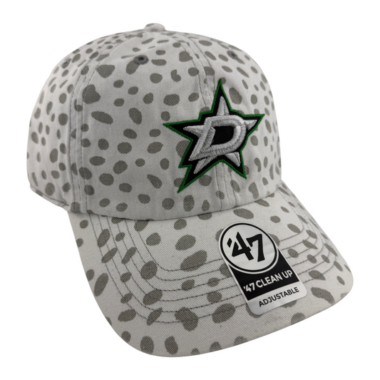 '47 Brand Dallas Stars NHL White Cheetah Leopard Clean Up Adjustable Dad Hat Cap