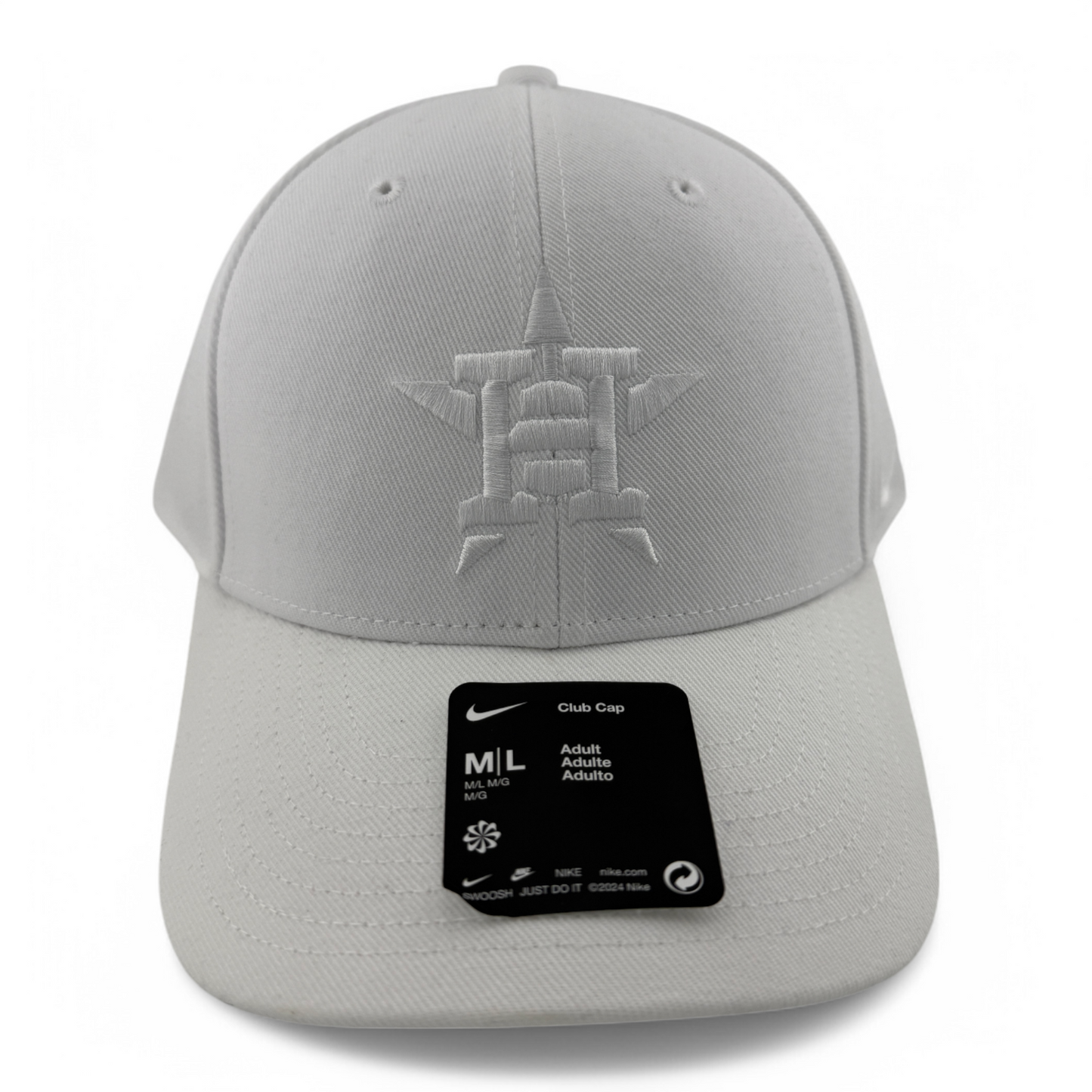Nike Houston Astros MLB All White Club Cap Structured Adjustable Hat Adult M/L