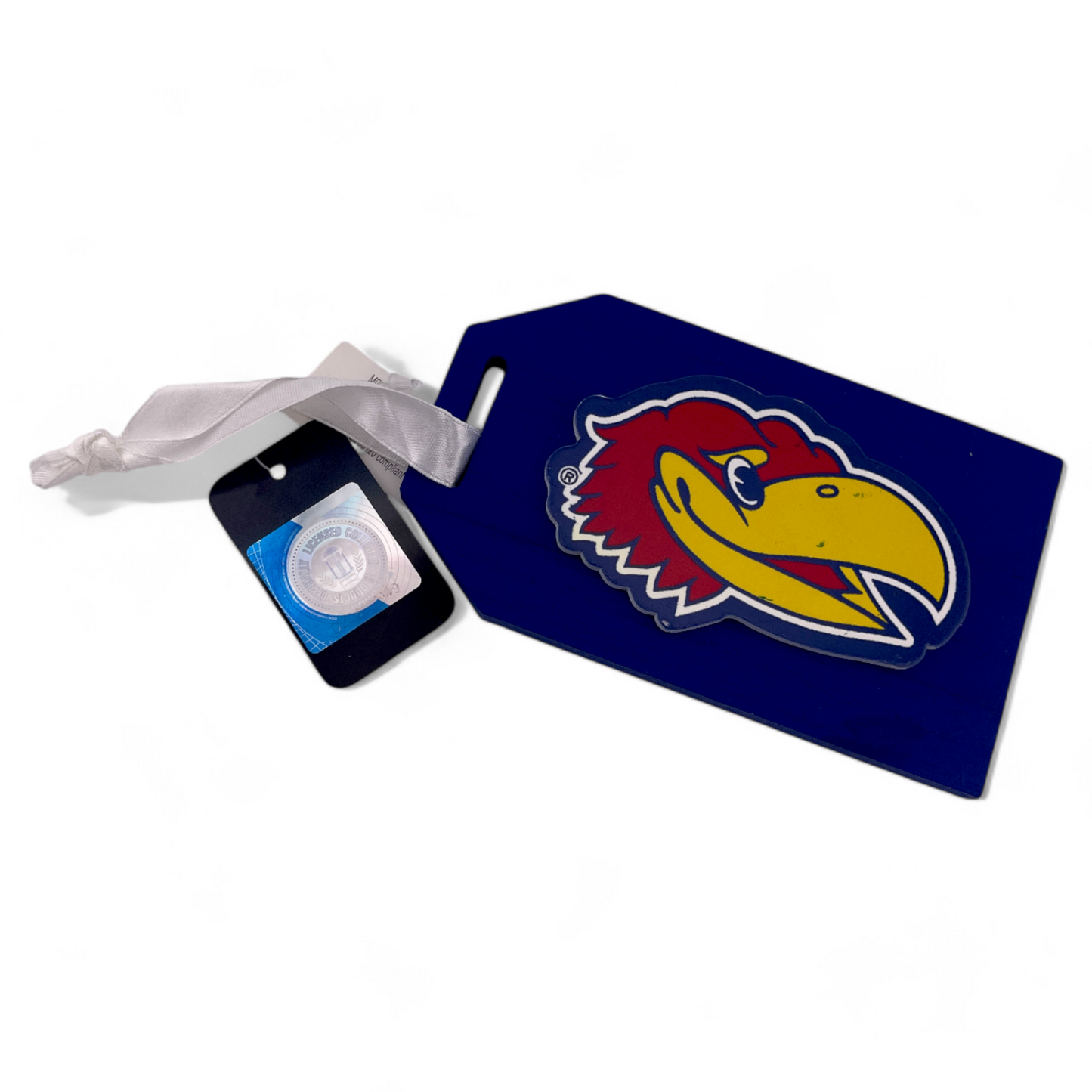 University of Kansas Jayhawks Wooden Gift Tag Style Hanging Christmas Ornament
