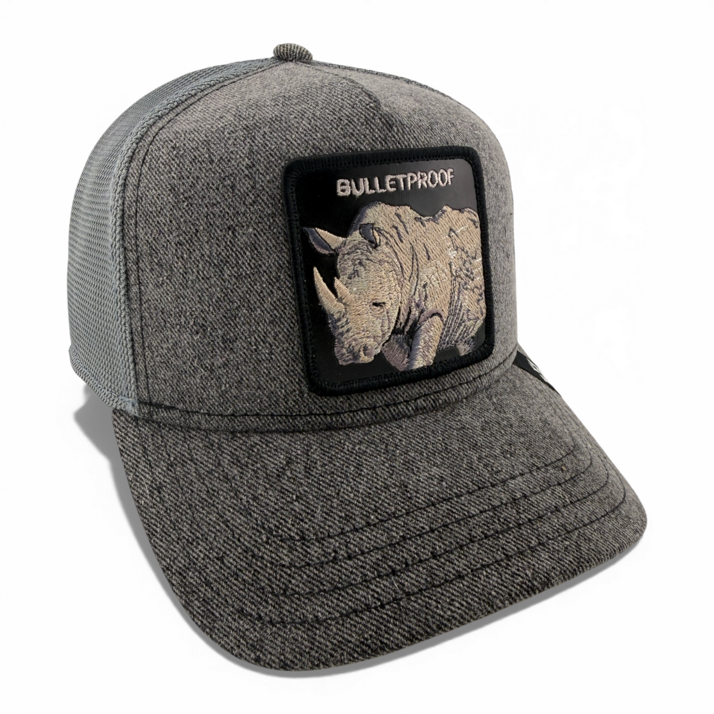 Goorin Bros Bulletproof Rhino Farm Denim Mesh Trucker Snapback Adjustable Hat