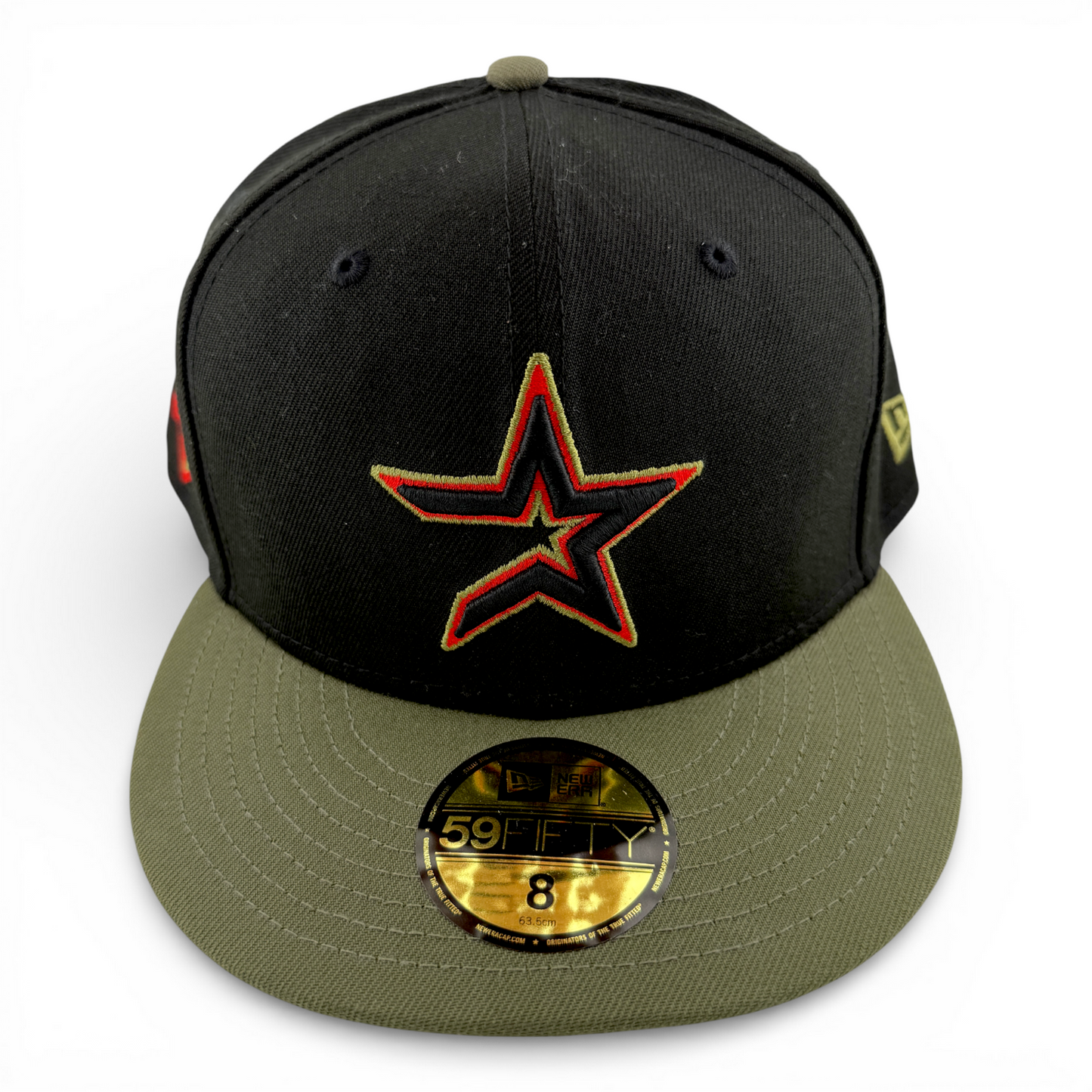 New Era Houston Astros MLB 60 Years Side Patch Olive 59Fifty Fitted Hat Cap