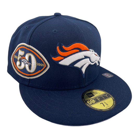 New Era Denver Broncos 50th Anniversery Patch UV Embroidered 59FIFTY Fitted Hat Cap