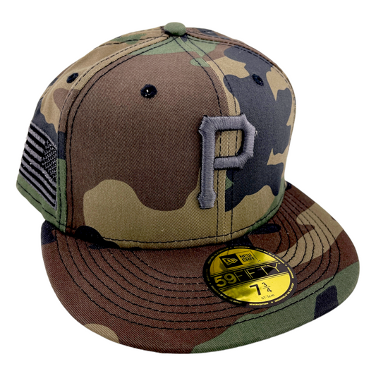 New Era Pittsburgh Pirates MLB Camouflage Metallic Camo Flag 59Fifty Fitted Hat Cap