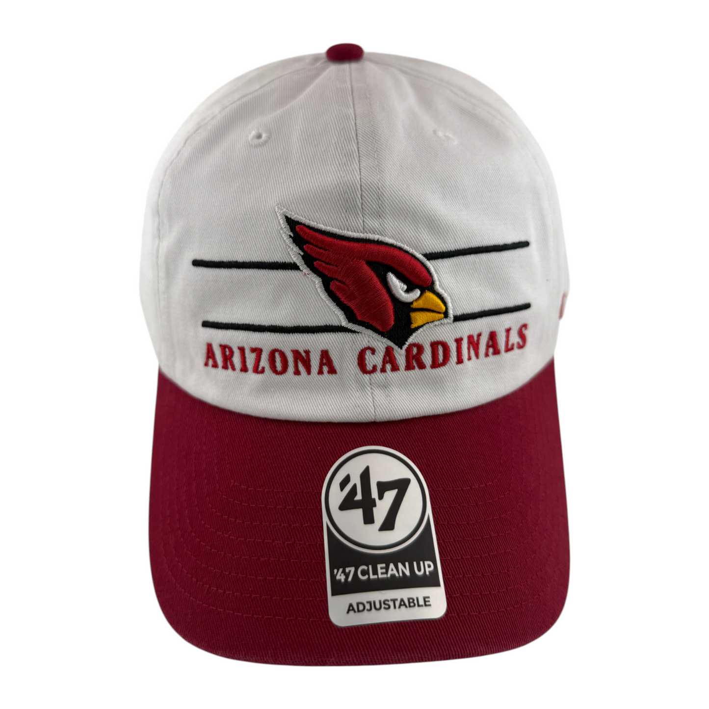 '47 Brand Arizona Cardinals NFL White/Red Logo Clean Up Adjustable Dad Hat Cap
