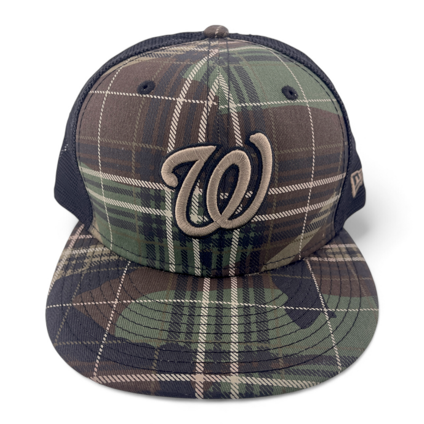 New Era Washington Nationals MLB Camo Plaid 9FIFTY Mesh Snapback Adjustable Hat