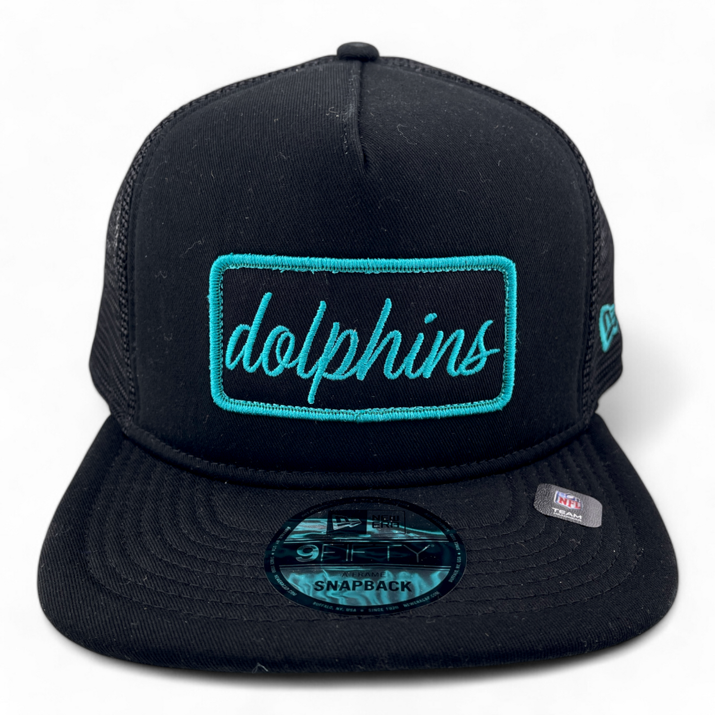 New Era Miami Dolphins NFL Black Forum 9Fifty Mesh Back Trucker Snapback Hat Cap