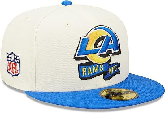 New Era Los Angeles Rams 2022 Sideline NFL Cream 59FIFTY Fitted Hat Cap