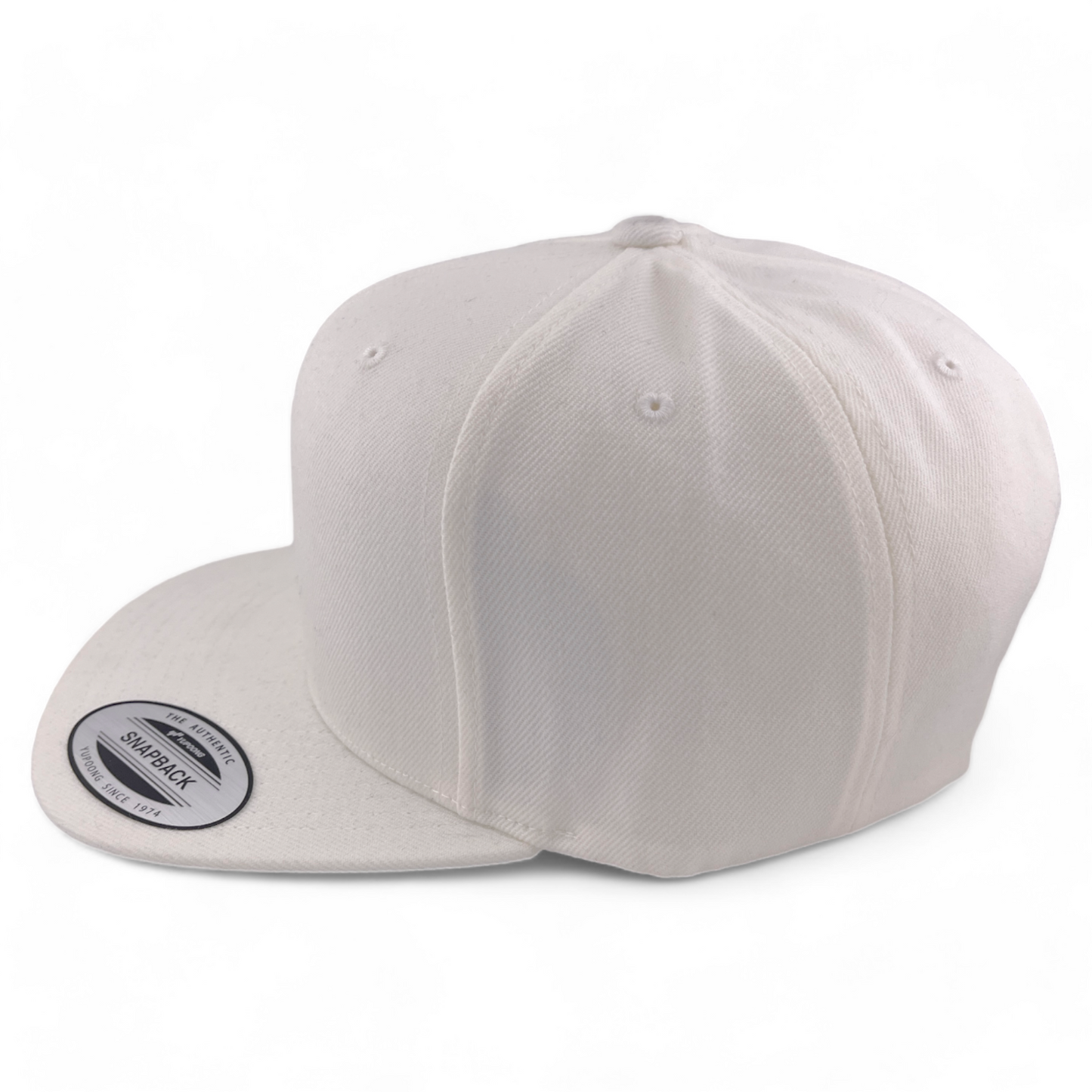 The Authentic Yupoong Blank For Customs All White Adjustable SnapBack Hat Cap