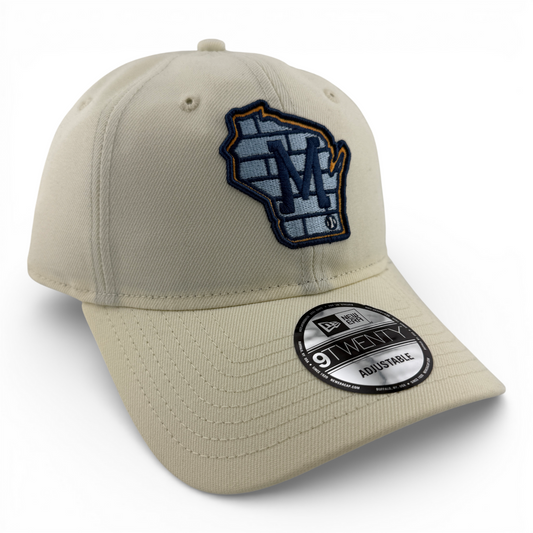 New Era Milawakee Brewers MLB Pastel Cream 9Twenty Adjustable Dad Hat Cap
