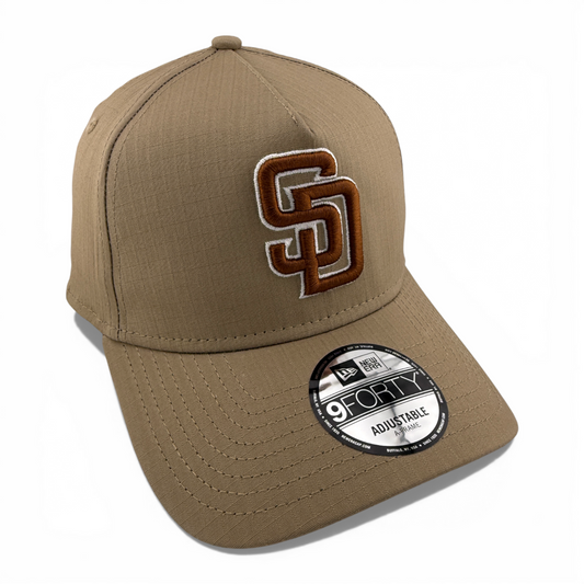 New Era San Diego Padres Khaki Ripstop A-Frame 9Forty Snapback Adjustable Hat