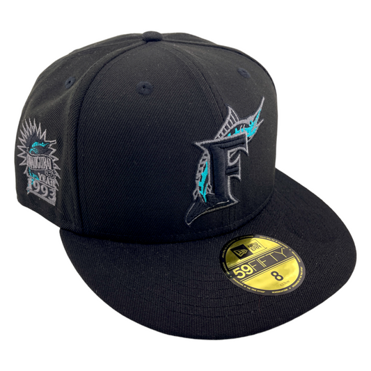 New Era Florida Marlins Inaugural Year Patch Blackout Pop UV 59FIFTY Fitted Hat Cap