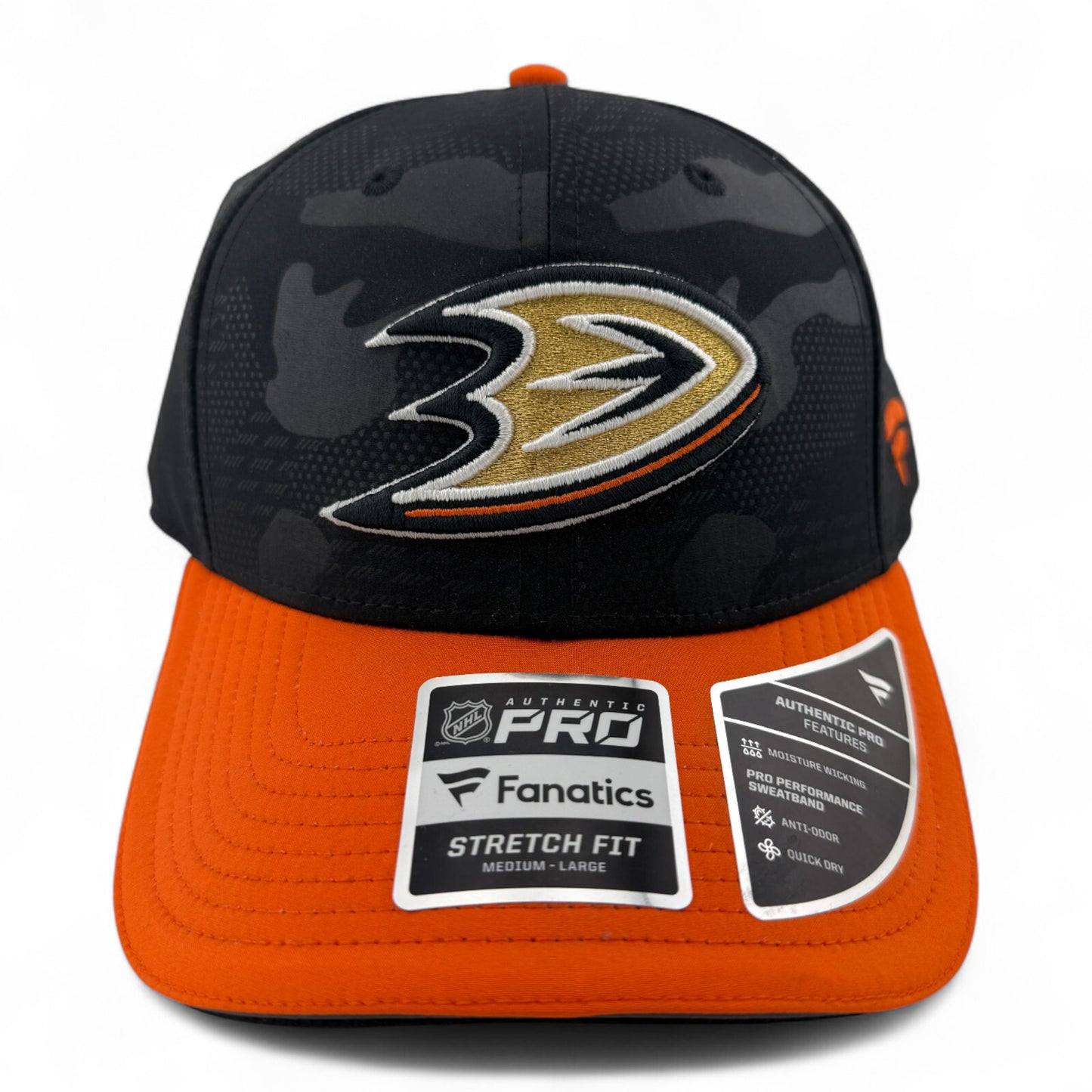 Fanatics Anaheim Ducks NHL Locker Room Authentic Pro Series Stretch Fit Hat M/L