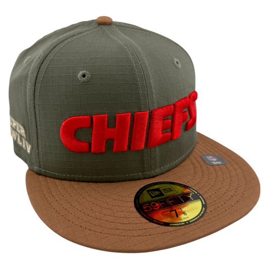 New Era Kansas City Chiefs NFL Ripstop Olive Superbowl IV 59Fifty Fitted Hat Cap