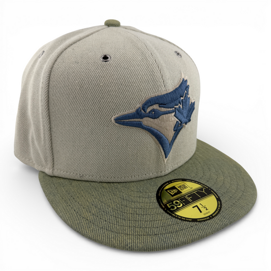 New Era Toronto Blue Jays MLB Denim 2 Tone Tan Khaki 59Fifty Fitted Hat Cap