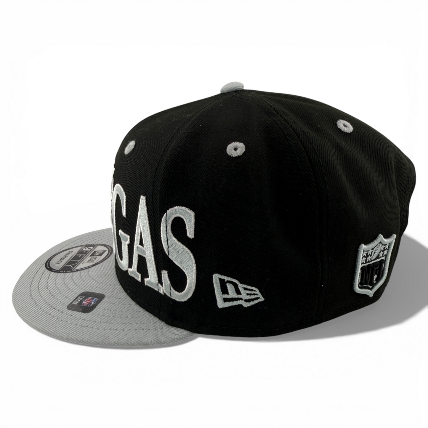 New Era Las Vegas Raiders NFL Script Stack Logo 9Fifty Snapback Adjustable Hat
