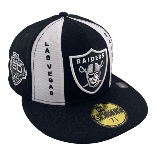 New Era Las Vegas Raiders Pinwheel 50 Year Patch Pro Image 59FIFTY Fitted Hat Cap