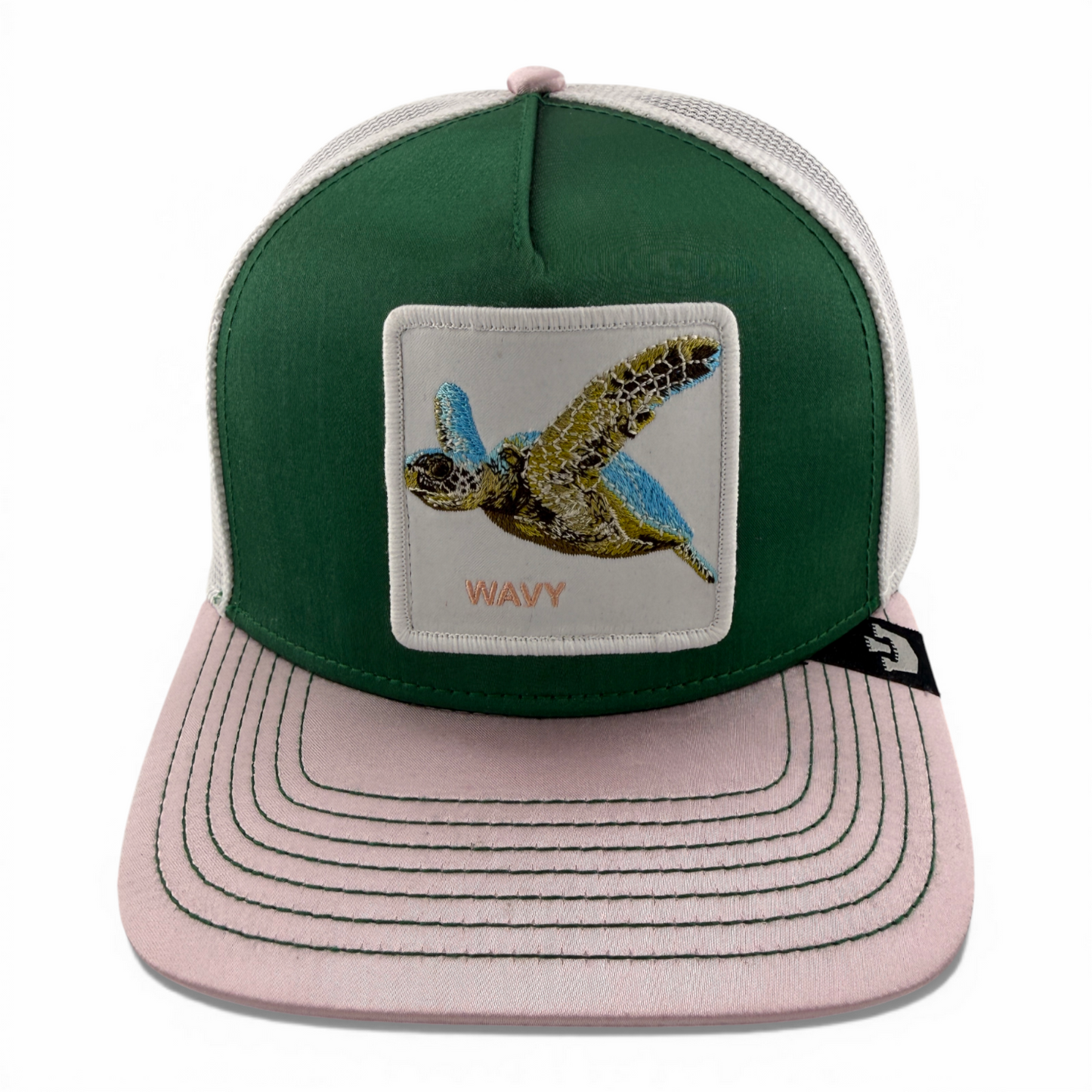 Goorin Bros Wavy Sea Turtle Farm Satin Mesh Trucker Snapback Adjustable Hat Cap