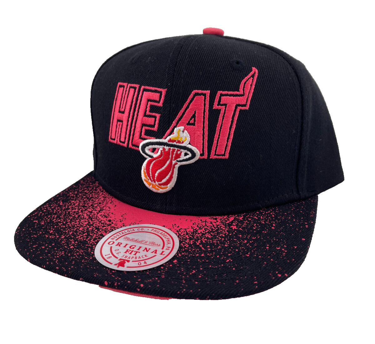 Mitchell & Ness Miami Heat NBA Spray Paint Splatter Black/Pink UV Snapback Hat