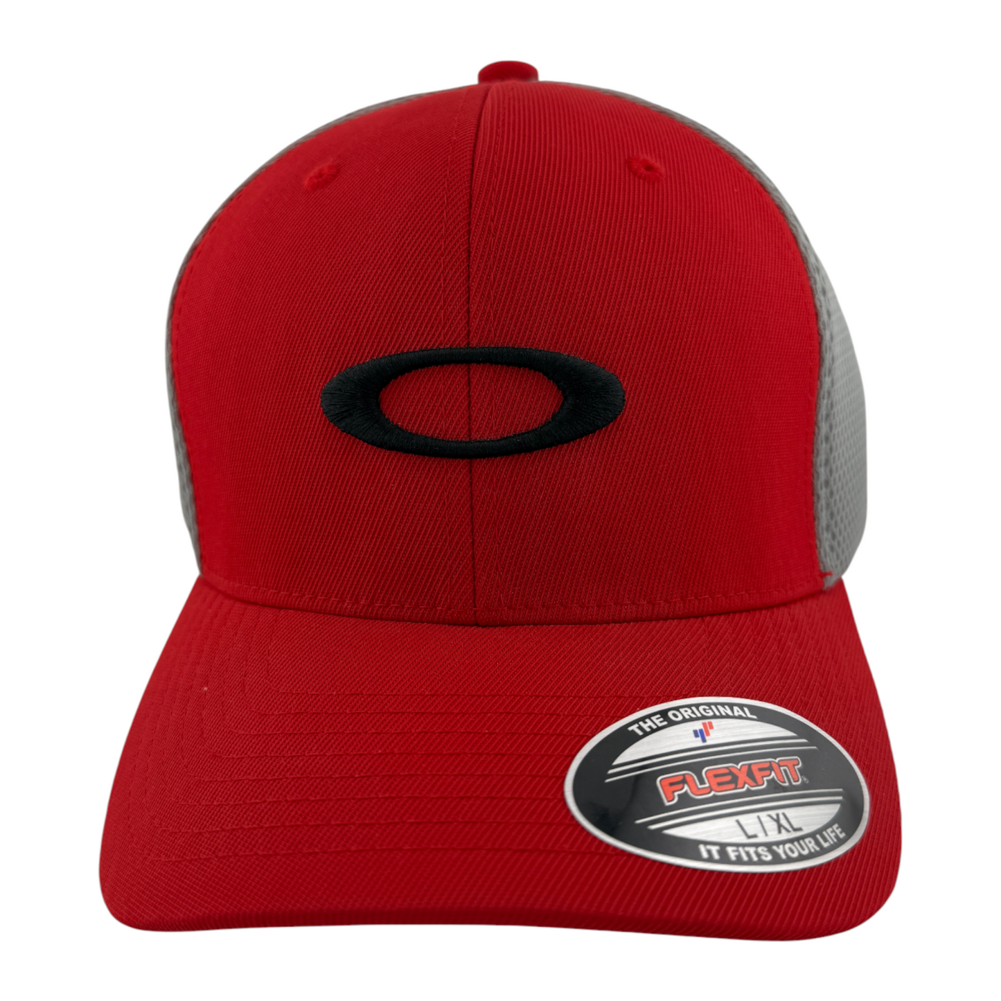 Oakley Golf Ellipse Red/Grey Neo Mesh Yupong FlexFit Flex Fit Fitted Hat Cap