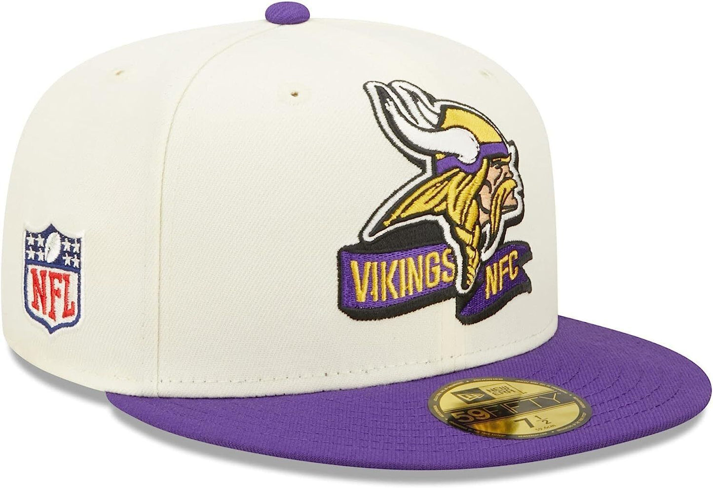 New Era Minnesota Vikings 2022 Sideline NFL Cream 59FIFTY Fitted Hat Cap