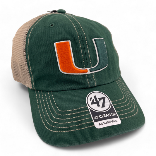 '47 Brand University of Miami Hurricanes U NCAA Clean Up Mesh Adjustable Hat Cap