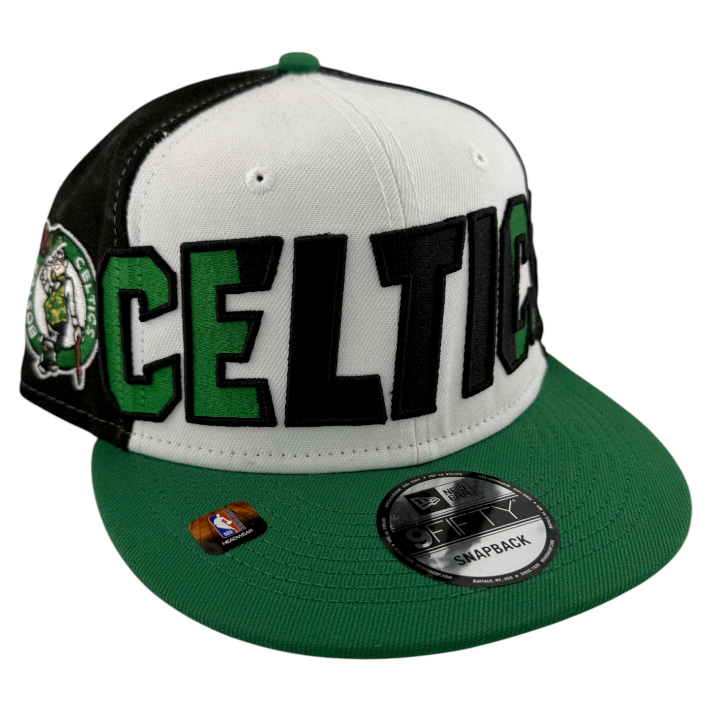 New Era Boston Celtics NBA 2023 Back Half Black/Green 9Fifty Snapback Hat Cap