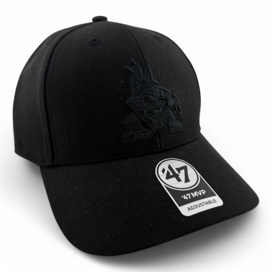'47 Brand Arizona Coyotes NHL Kachina Solid Black Logo MVP Adjustable Hat Cap