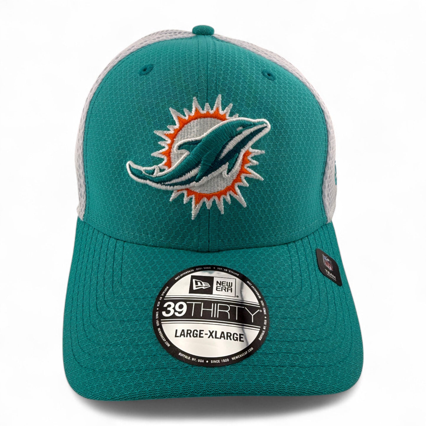 New Era Miami Dolphins NFL Teal/White Hex Neo Mesh Back 39Thirty Flex Fit Hat