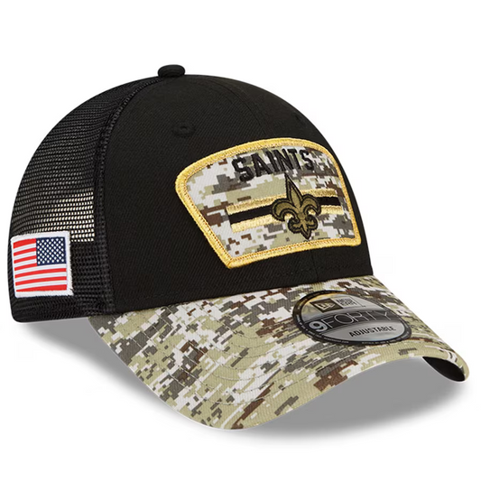 New Era New Orleans Saints Salute to Service Black/Camo 9Forty Snapback Hat Cap