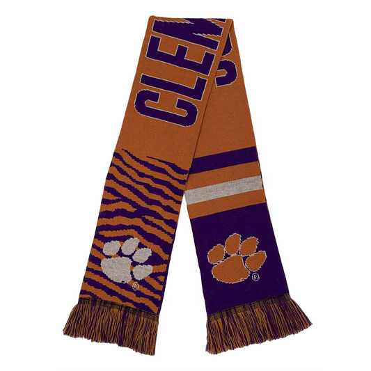 FOCO Clemson University Tigers NCAA Orange/Purple Reversible Thematic Scarf