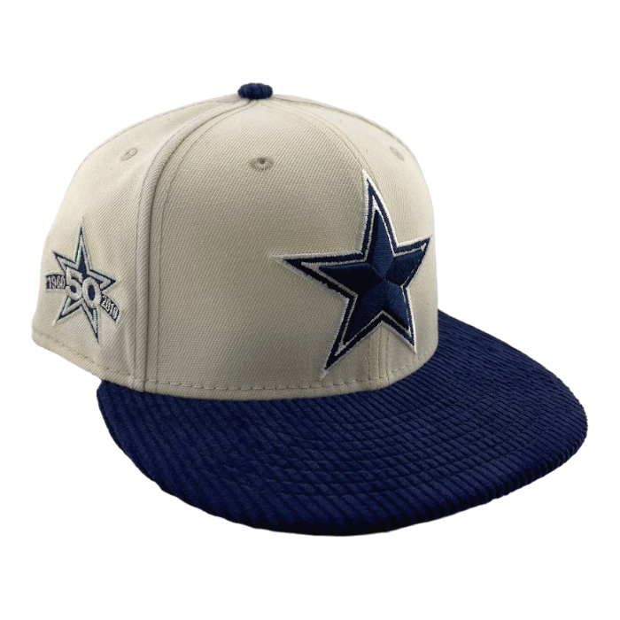 New Era Dallas Cowboys Custom Corduroy Brim Cream Side Patch 59FIFTY Fitted Hat Cap