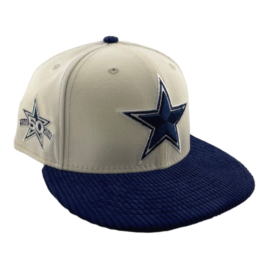 New Era Dallas Cowboys Custom Corduroy Brim Cream Side Patch 59FIFTY Fitted Hat Cap