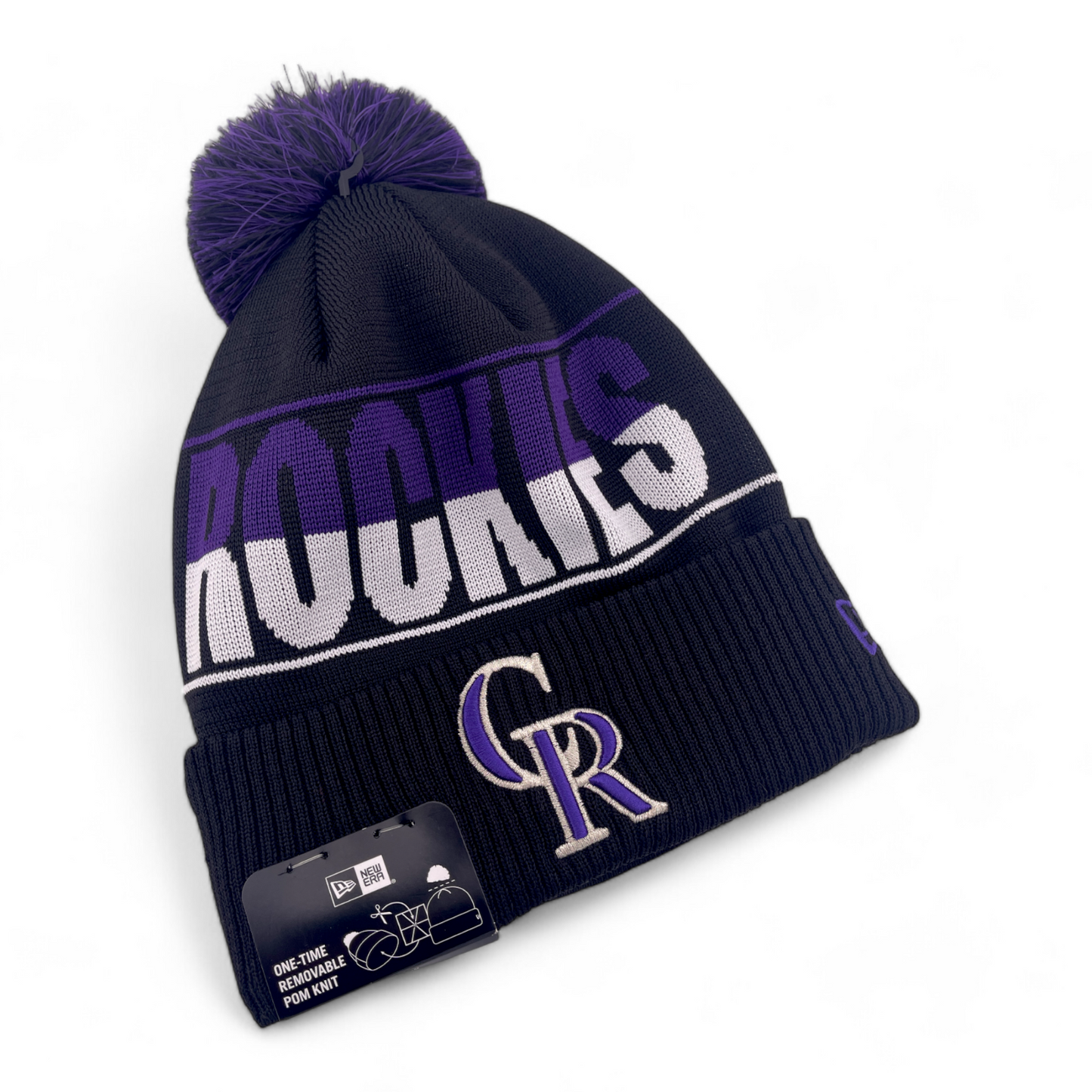 New Era Colorado Rockies MLB 2023 Removable Pom Beanie Cuffed Knit Cap OSFA