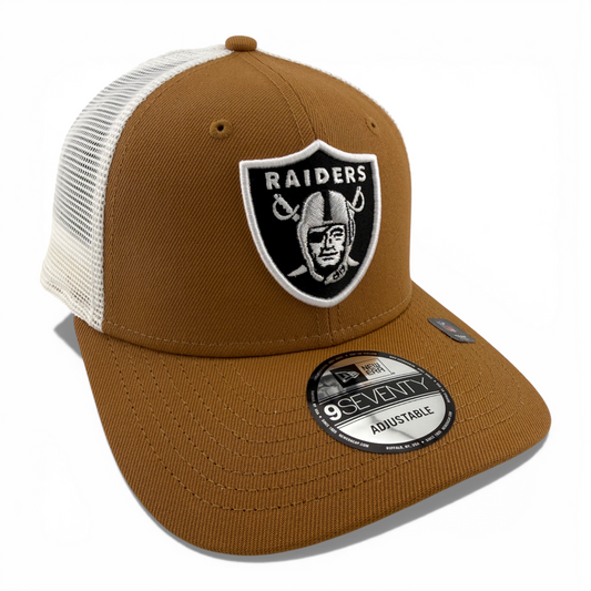 New Era Las Vegas Raiders NFL Bronze Mesh Trucker 9Seventy Snapback Adjustable