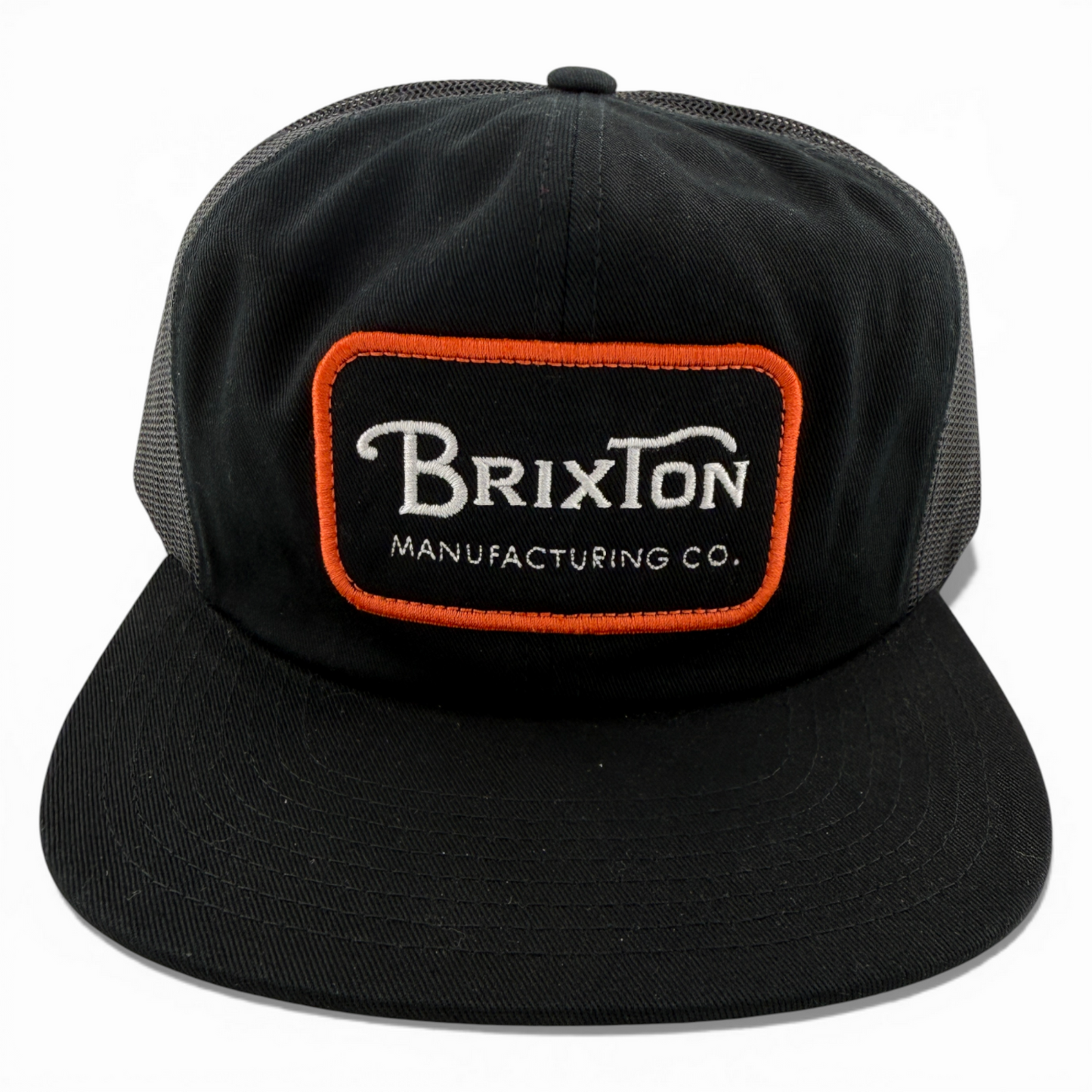Brixton Company Grade HP Orange Mesh Back Trucker Snapback Adjustable Hat Cap