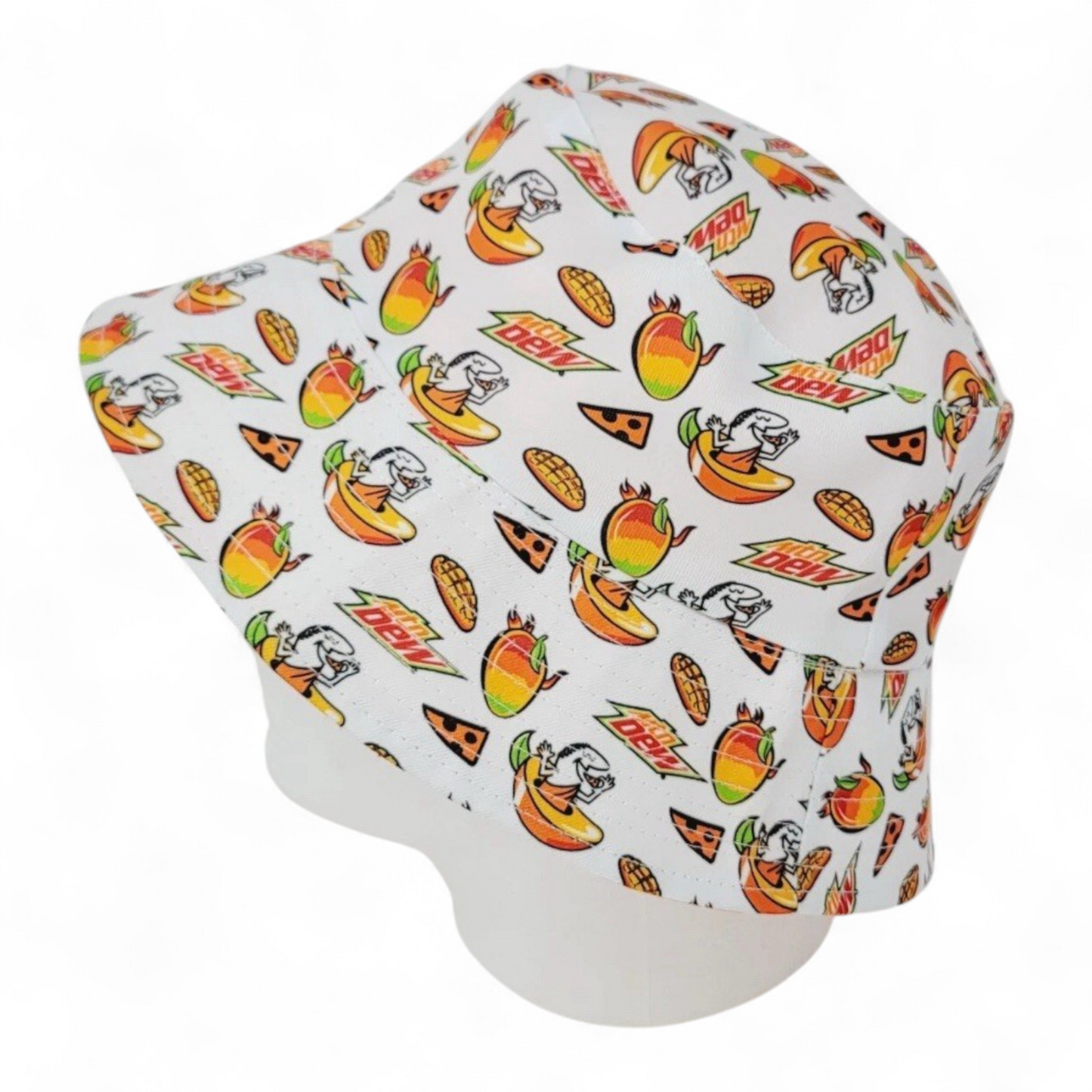 2PK Little Caesars Mountain Dew Mango Rush Reversible Bucket Hat Limited Edition