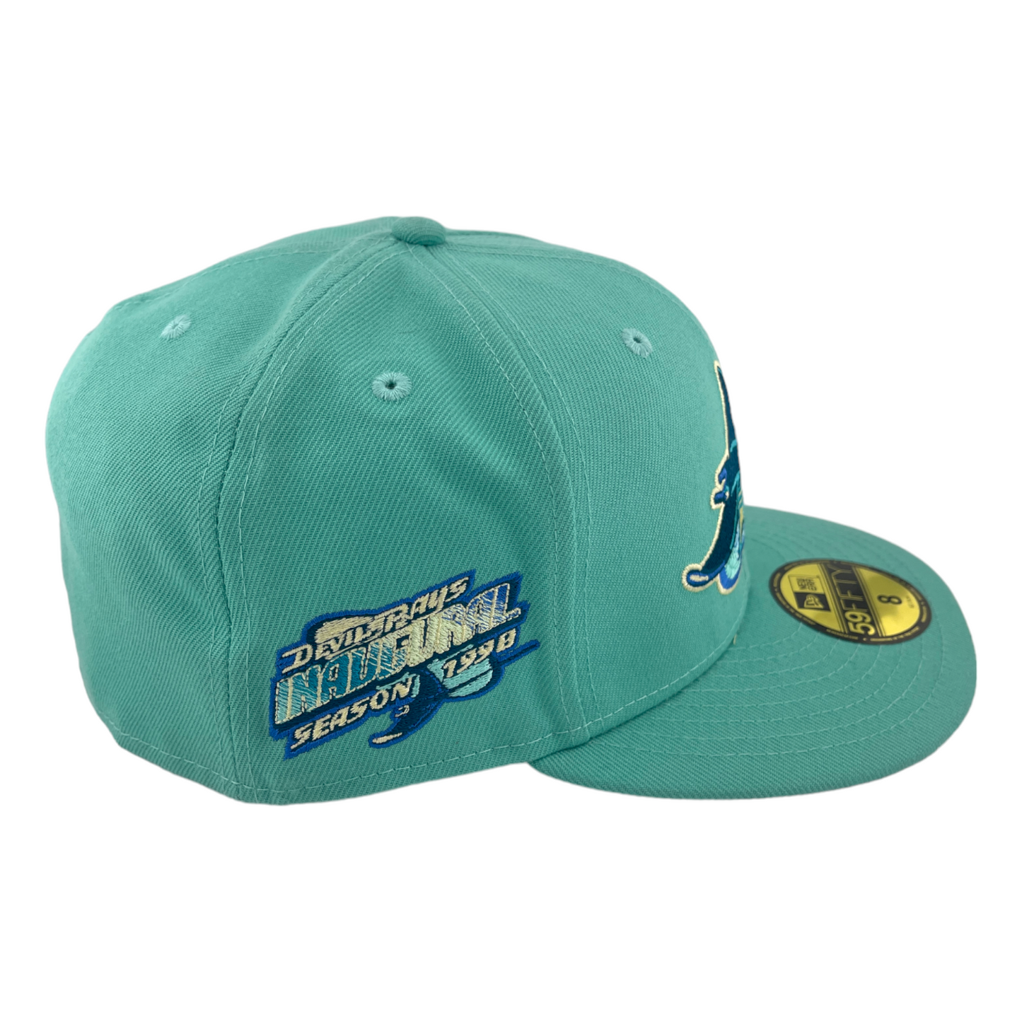 New Era Tampa Bay Devil Rays Inaugural Patch Teal/Yellow UV 59FIFTY Fitted Hat Cap