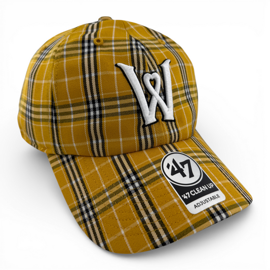 47 Brand Worcester Red Sox WooSox Plaid Honey Buggin Clean Up Adjustable Dad Hat