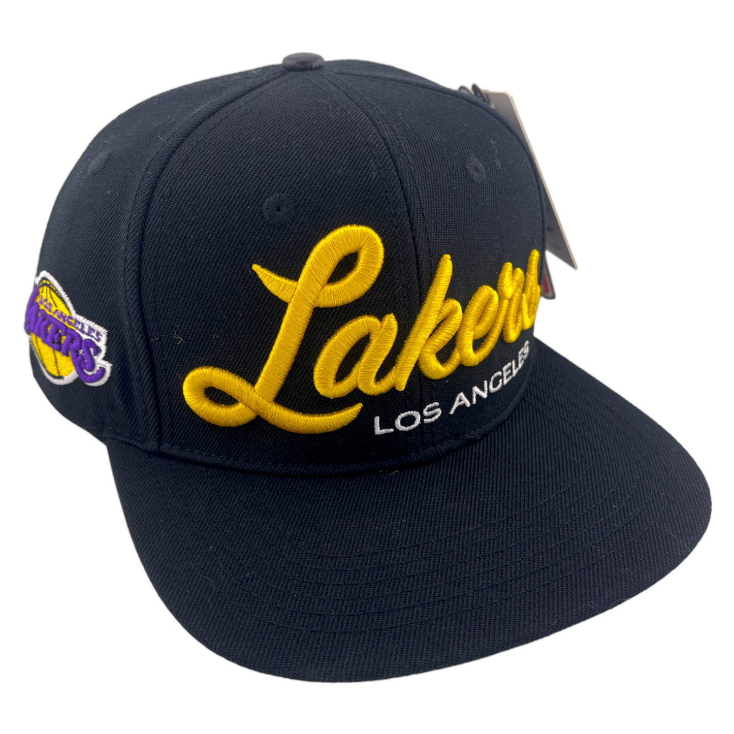 Pro Standard Los Angeles Lakers Drop Shadow Script Patch Black UV Snapback Hat Cap