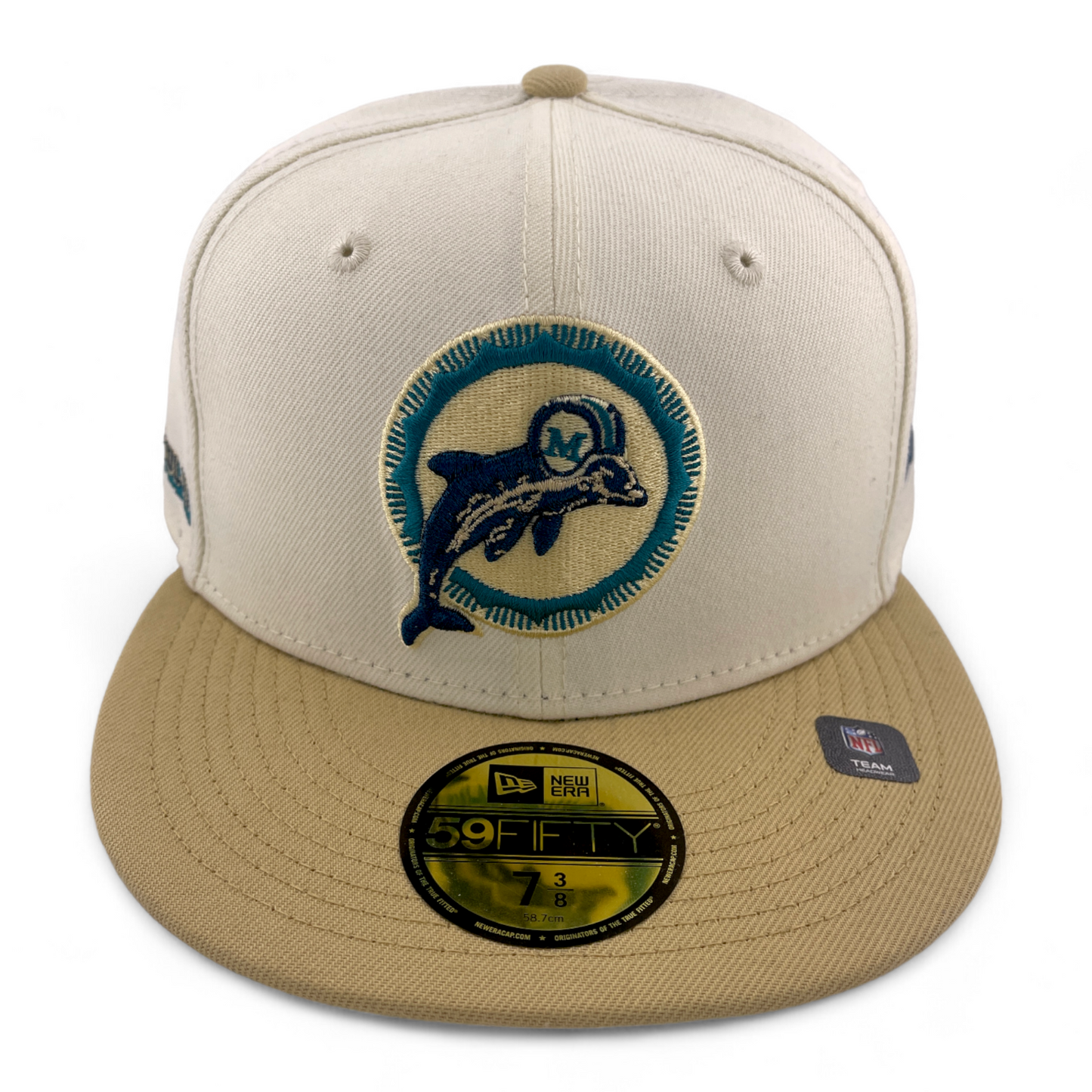 New Era Miami Dolphins NFL City Icon Ivory/Tan Super Bowl 59Fifty Fitted Hat Cap