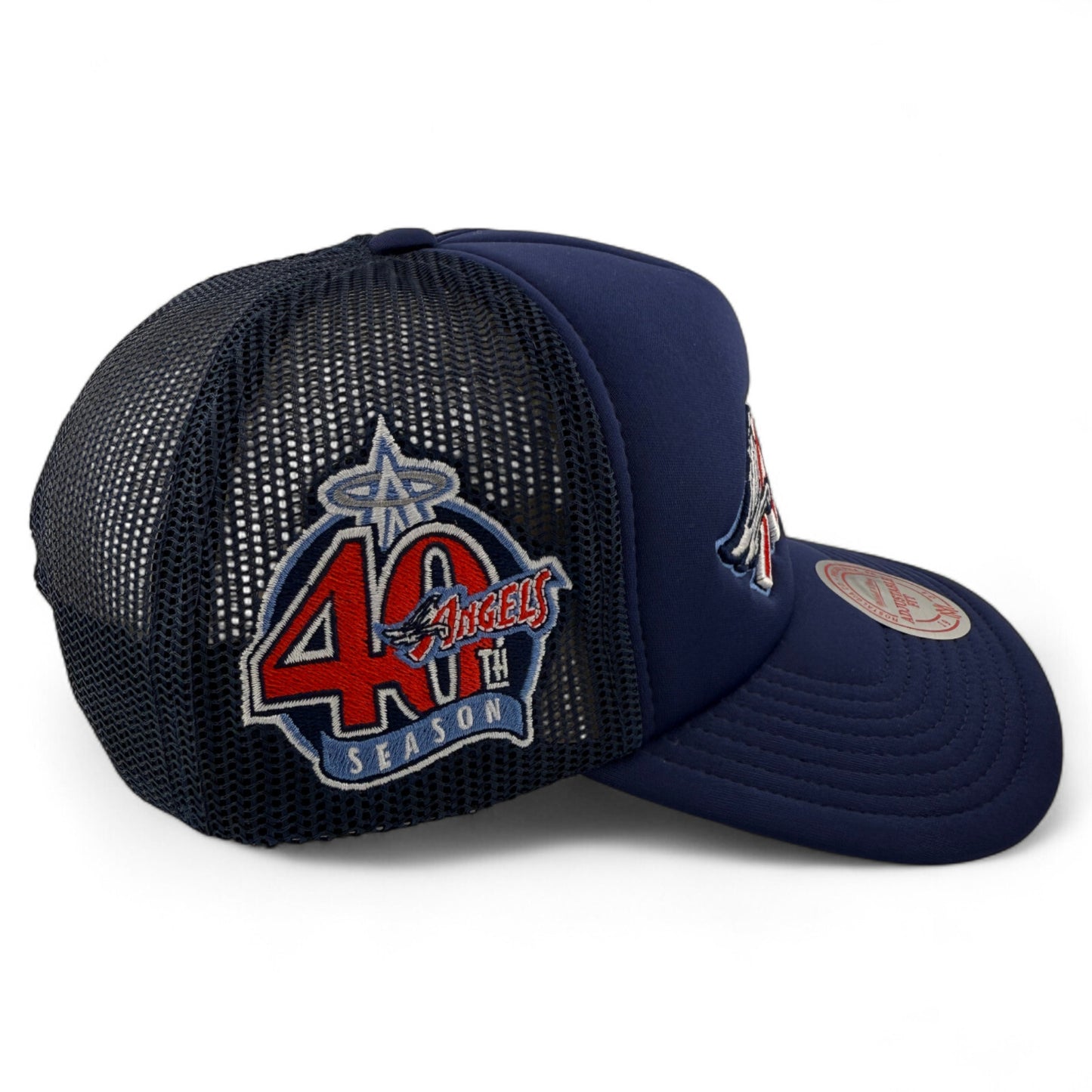 Mitchell & Ness Los Angeles Angels A-Frame Foam Trucker Adjustable Snapback Hat