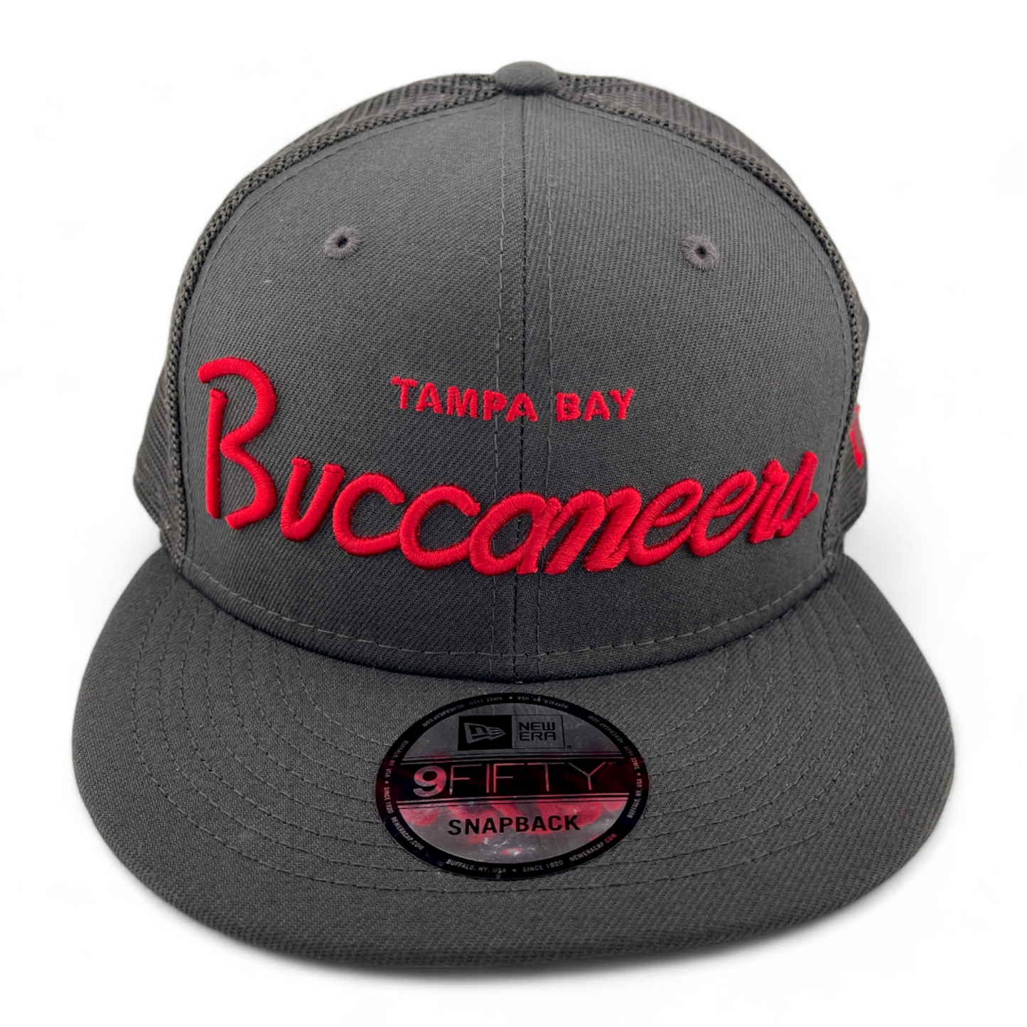 New Era Tampa Bay Buccaneers NFL Script Logo 9FIFTY Mesh Back Snapback Hat