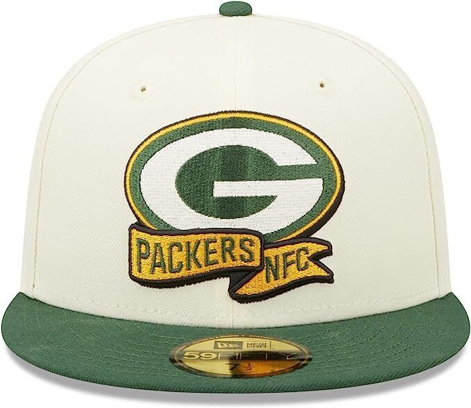 New Era Green Bay Packers 2022 Sideline NFL Cream 59FIFTY Fitted Hat Cap