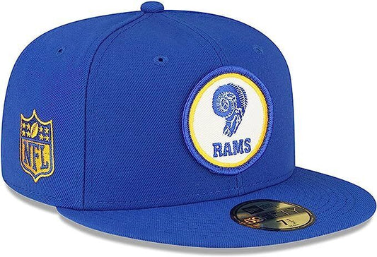 New Era Los Angeles Rams 2022 Sideline NFL Historic Logo Blue 59FIFTY Fitted Hat Cap