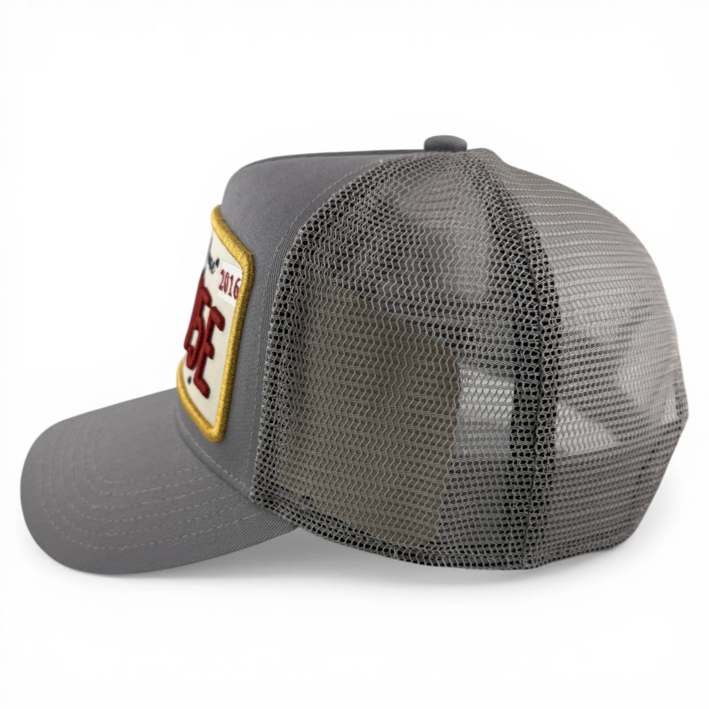 Christian Rose Iconic II London Plate Grey Trucker Mesh Back Adjustable Hat Cap