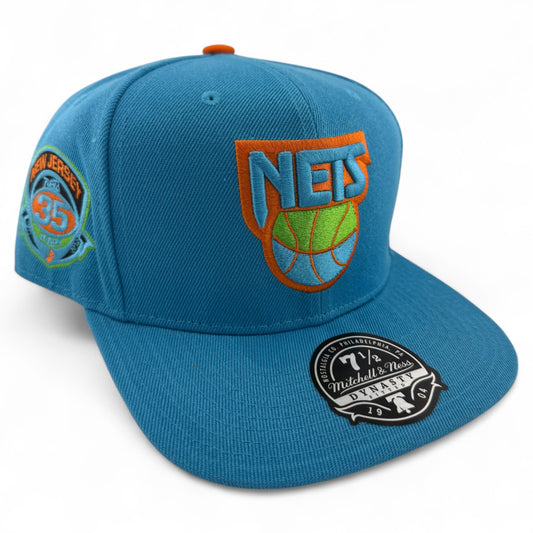 Mitchell & Ness New Jersey Nets NBA Mystery Van Teal Dynasty Fitted Hat Cap