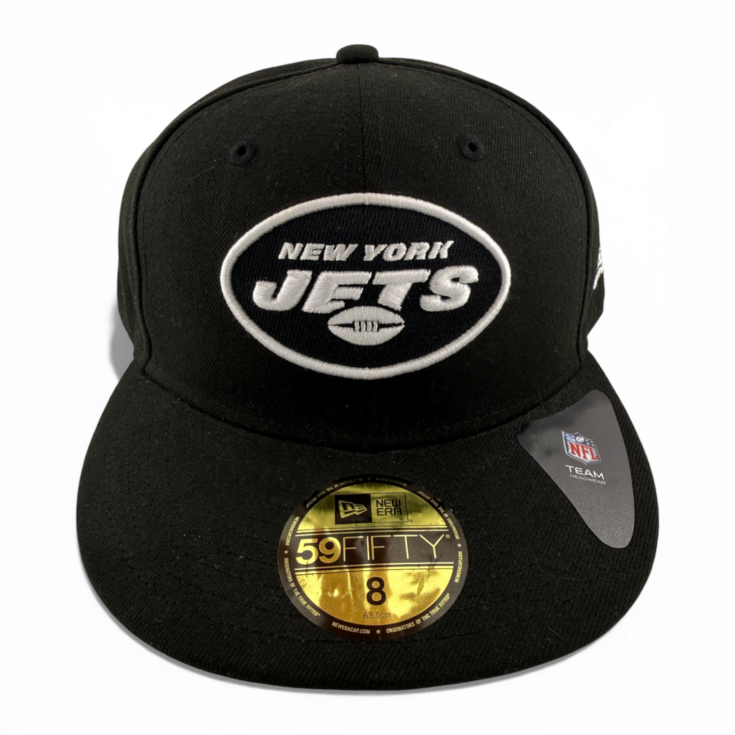 New Era New York Jets NFL Team Classic Black/White Logo 59Fifty Fitted Hat Cap