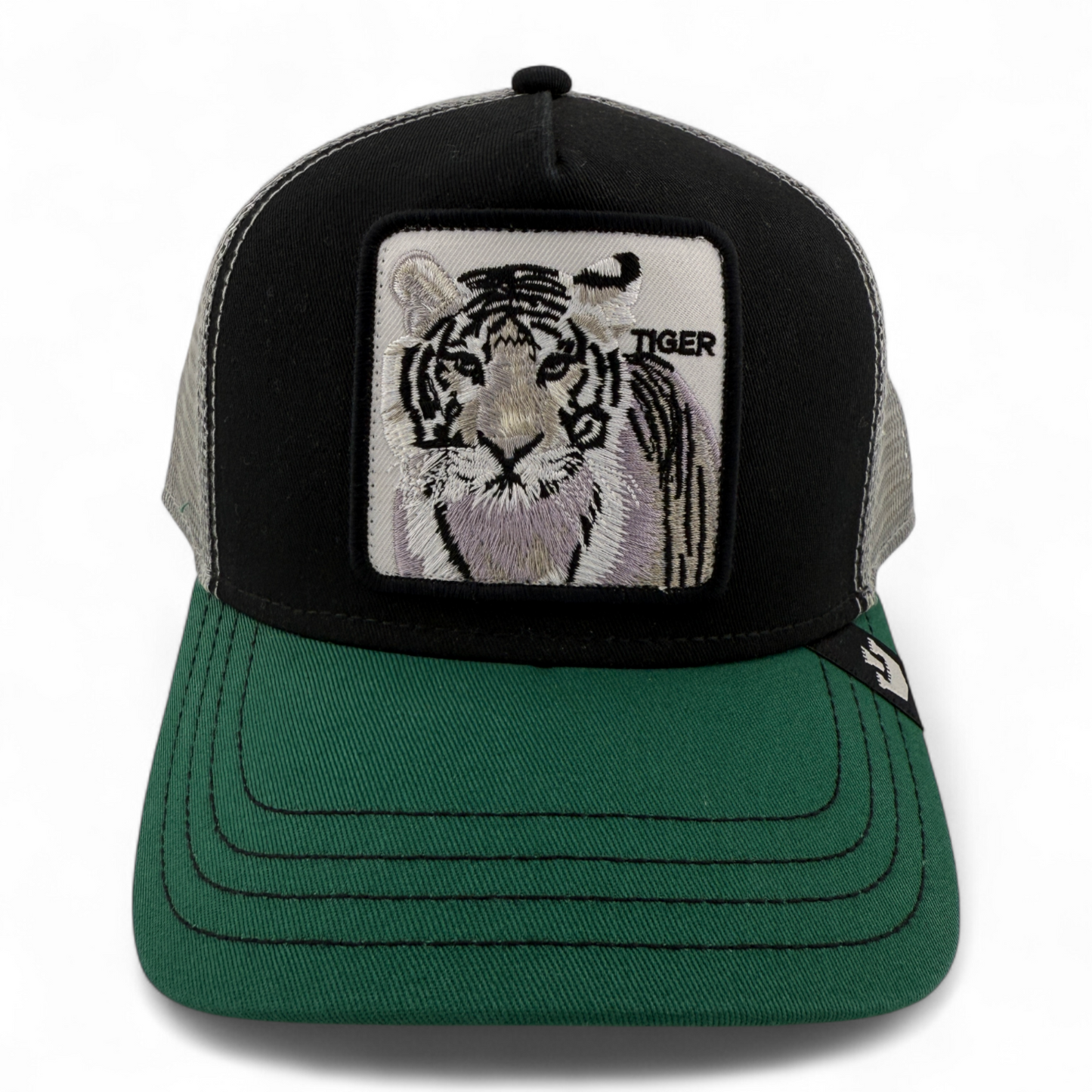 Goorin Bros The White Tiger Green Farm Mesh Trucker Snapback Adjustable Hat Cap