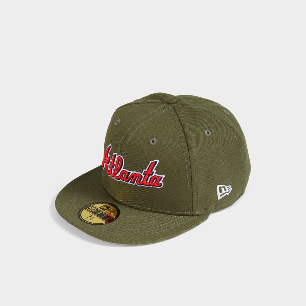 New Era Atlanta Braves 2021 World Series Patch Olive 59FIFTY Fitted Hat Cap