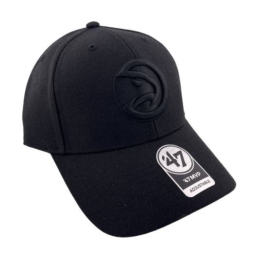 '47 Brand Atlanta Hawks MVP Adjustable Hat NBA Black Out Logo Gray UV